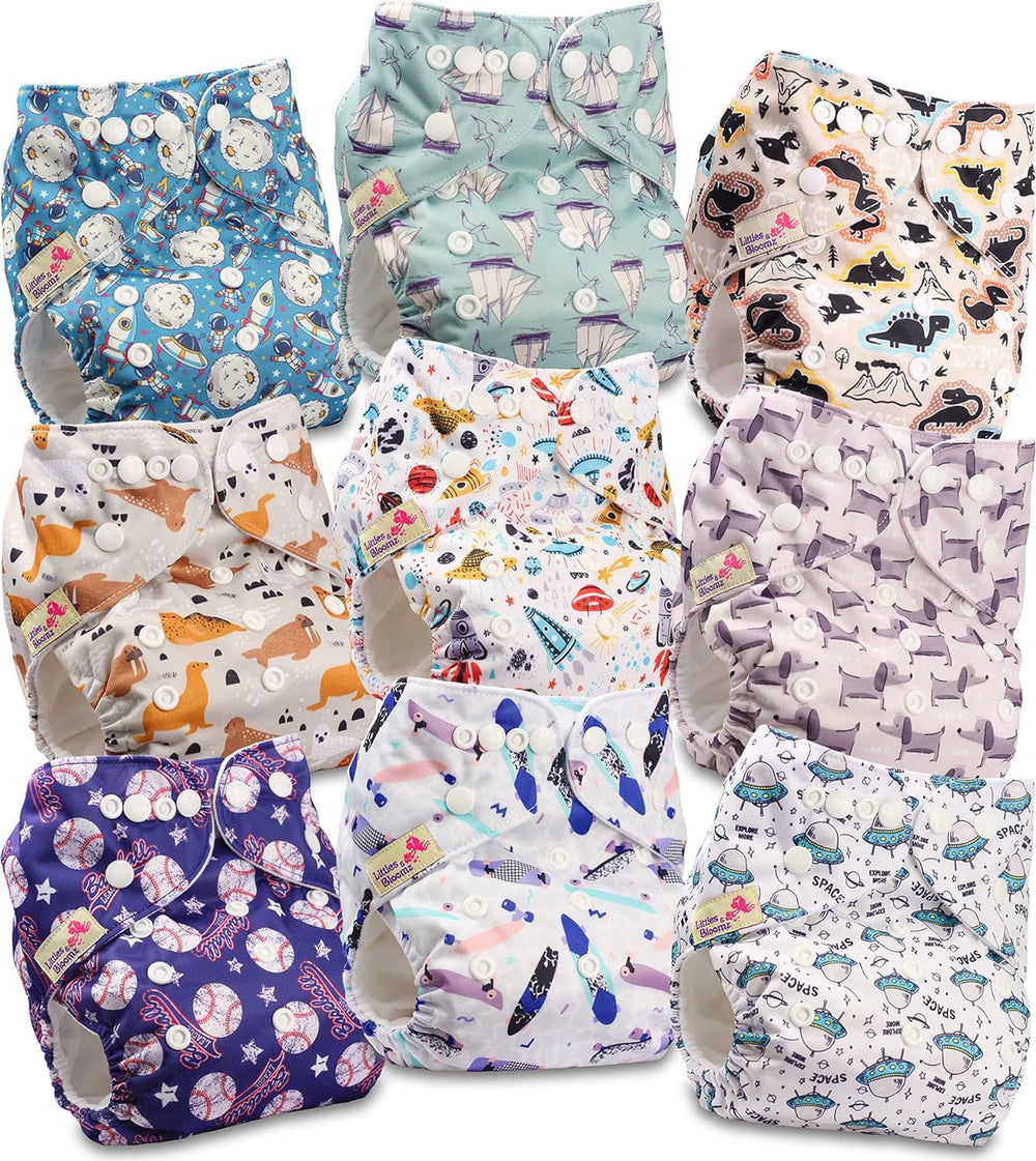 Littles and Bloomz FLP2-0406 Wiederverwendbare Standard-Clip-Windel, 4 Windeln