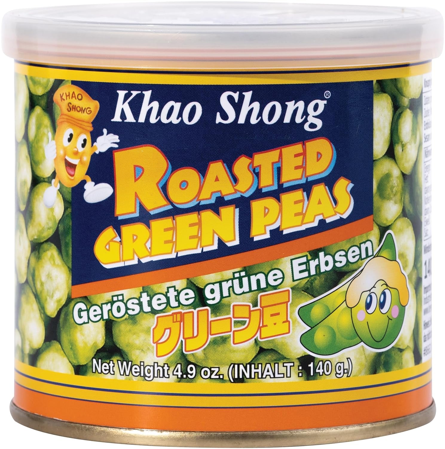 Khao Shong Gebratene grüne Erbsen mit Wasabi, knusprige Erbsen in würzigem Teig, eine fettarme Alternative zu Nüssen, mittelscharf, 1 140-g-Dose | 140 g (1 Packung)