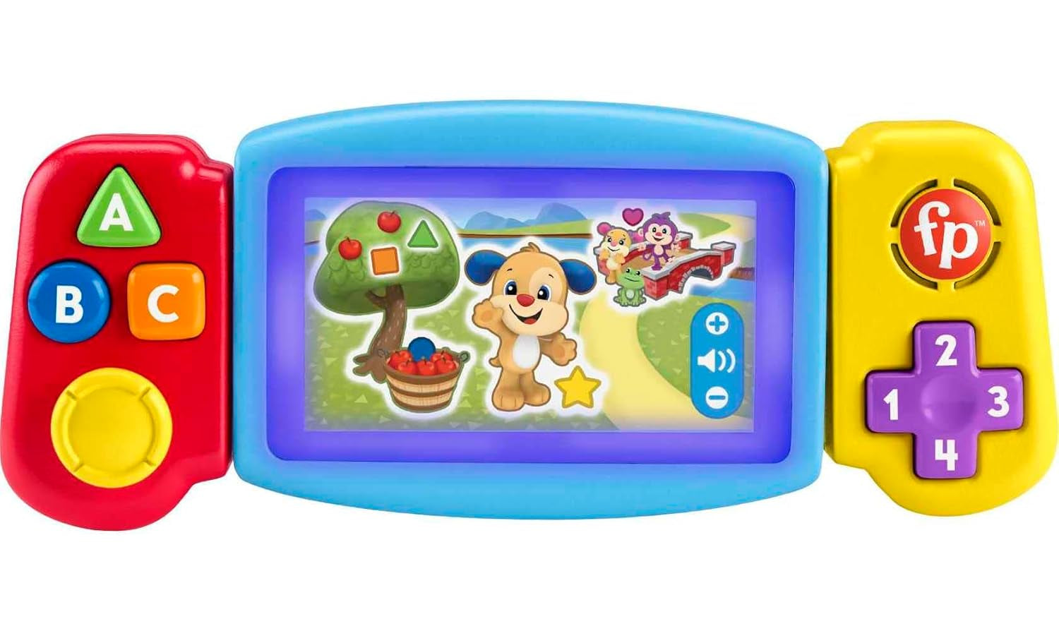 FISHER-PRICE consolă de joacă distractivă pentru învățare - jucărie pentru copii cu lumini, sunete și cântece de învățare, jucărie pentru abilități motorii fine, învățarea numerelor, culorilor și formelor, vorbește germană, de la 9 luni/ 1 an, HNL53 Jucarii Bebe Naty Shop Engleză