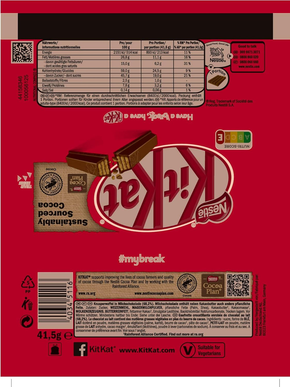 Nestlé Classic Schokoriegel, knusprige Waffelriegel aus Milchschokolade, 48er-Packung (24 x 41,5 g)