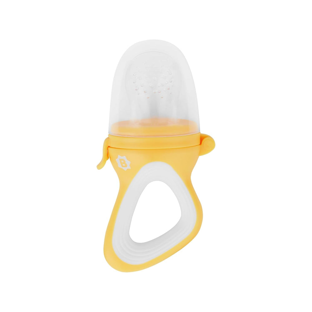 Hrănitoare pentru bebeluși Badabulle cu capac protector, mâner ergonomic, calmează gingiile și introduce arome noi, de la 4 luni, fără BPA