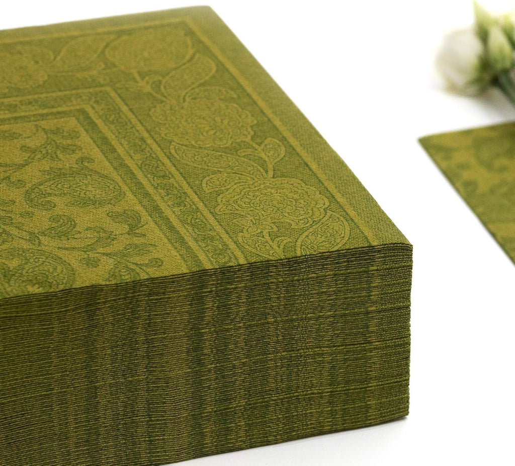 Papstar, 50 de șervețele "ROYAL Collection" 1/4 fold 40 Cm X 40 Cm verde măslin "Ornamente", #81746