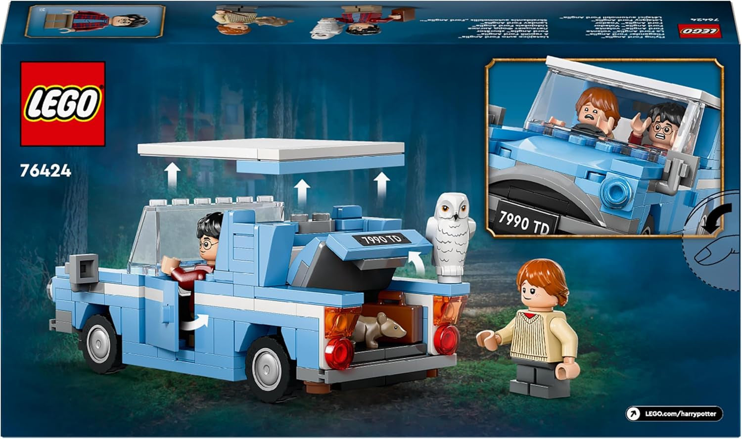 LEGO Harry Potter Fliegender Ford England, Bauspielzeugauto für Kinder, Geschenk für Jungen, Mädchen und alle Fans ab 7 Jahren, Set mit 2 Minifiguren, einschließlich Ron Weasley Rollenspiel 76424 Bausets Besuchen Sie den LEGO-Store