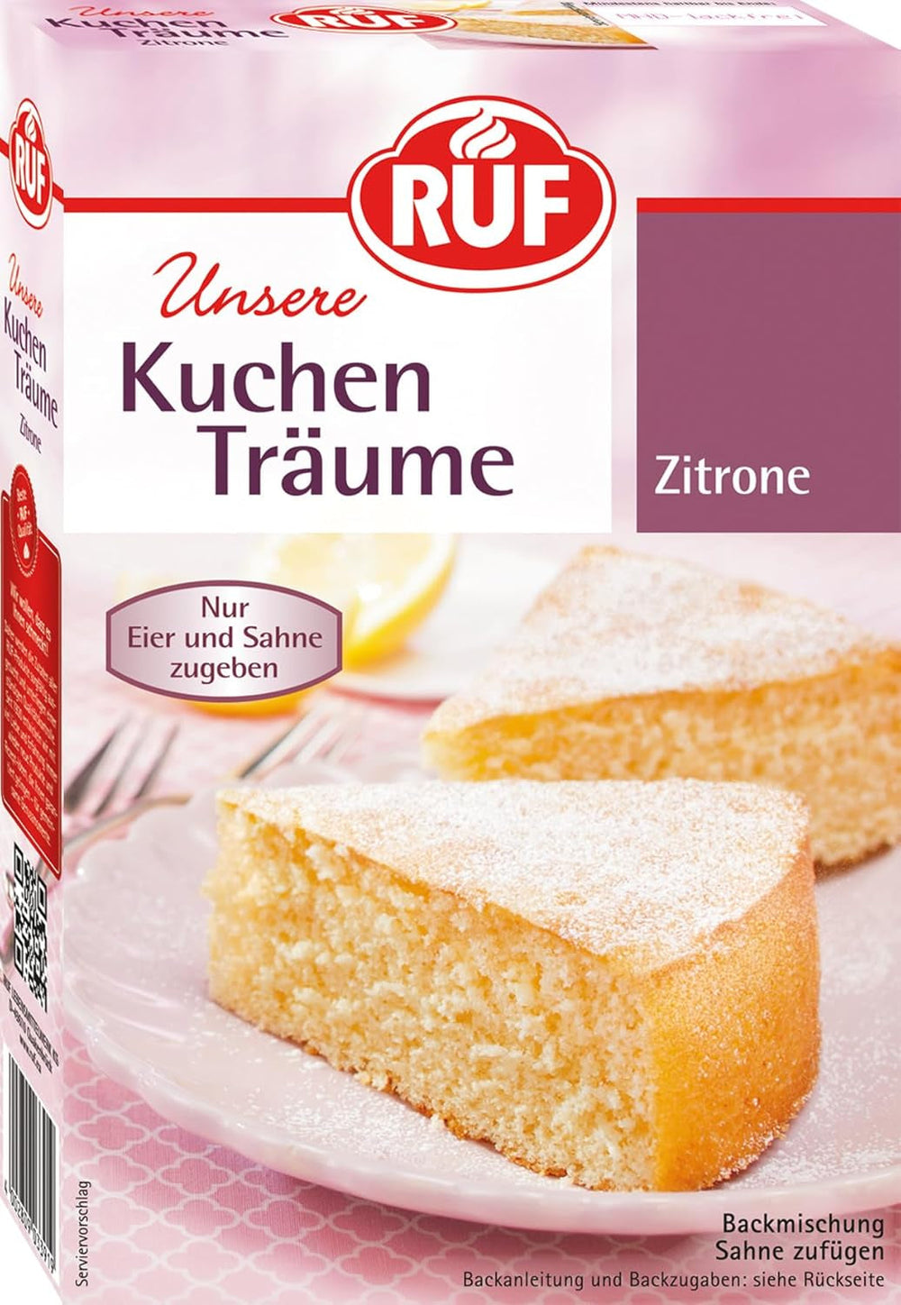 RUF Kuchen Träume Zitrone, Zitronenkuchen Traumhaft Einfach, Mit Pulverzucker, Backmischung Für Einen Himmlisch Luftig Lockeren Kuchen Naty Shop Zitronenkuchen