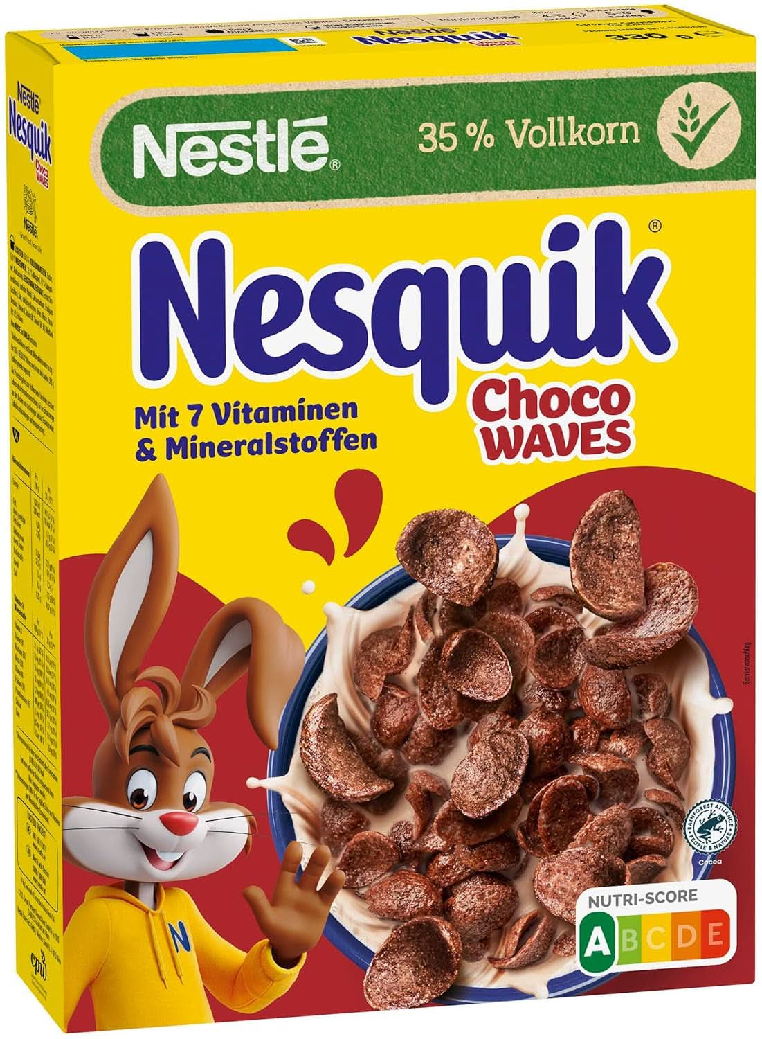 Nesquik Choco Waves, knuspriges Frühstück mit Schokoladenwellen, 330 Gramm Cereals Naty Shop