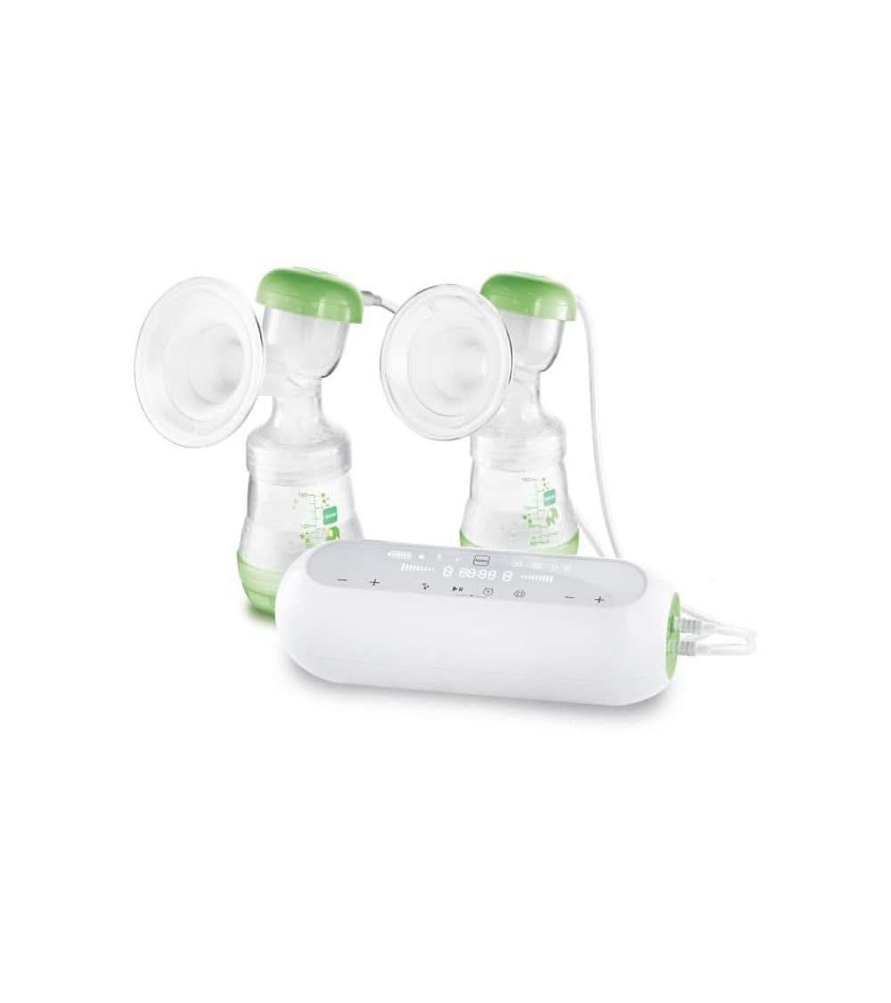 MAM – Elektrische Doppel-Milchpumpe – 2-in-1-Milchpumpe mit 9 Intensitätsstufen und 3 Stunden Akkulaufzeit – 2 Easy Start Anti-Colic Flaschen & 2 Vorratsdosen Inklusive – Grün Zubehör Essen und Stillen Baby Naty Shop