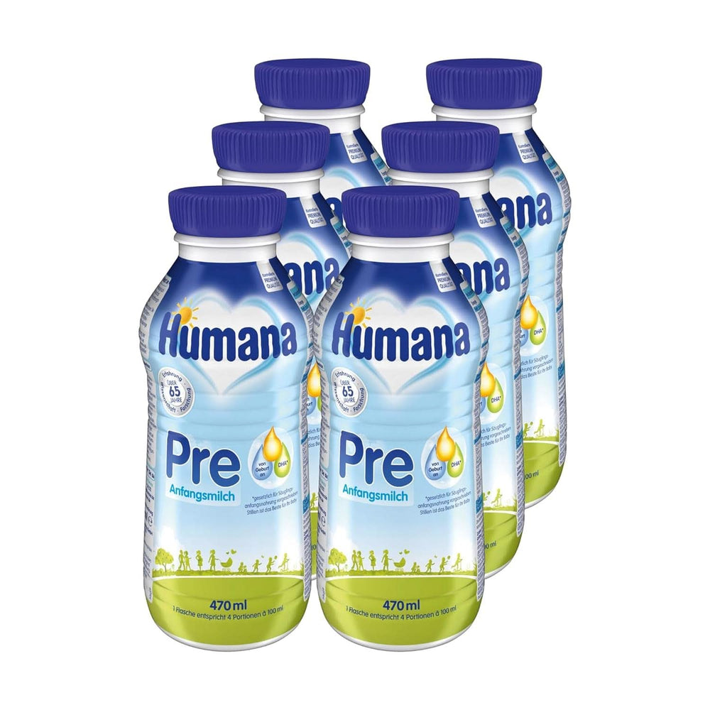 Initial PRE Human Milk, von Geburt an, Milchpulver für Säuglinge, nur mit DHA und Laktose, 750 g Naty Shop 6 x 470 ml Flüssigkeit
