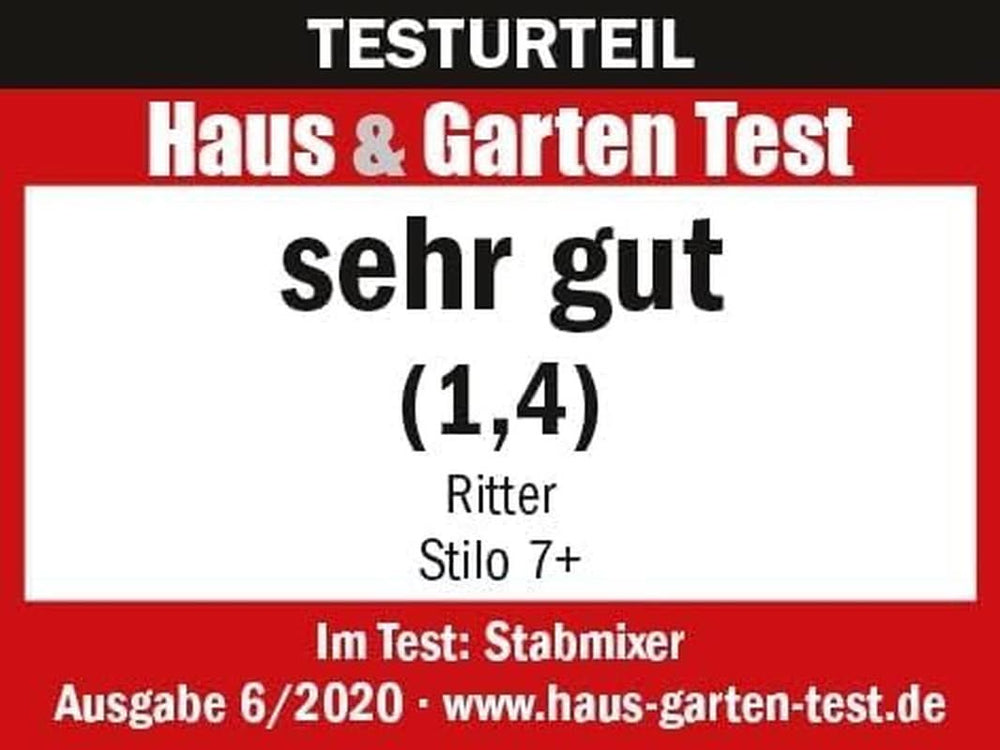 Ritter Stilo 7 plus Kabelloser Stabmixer, Pürierstab Mit Akku Aus Vollmetall, Made in Germany, Silber Bucatarie Naty Shop