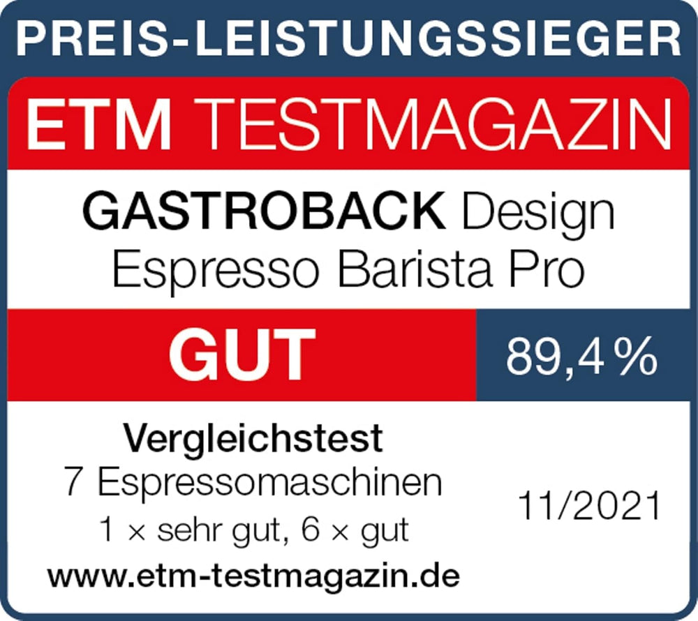 Espressor GASTROBACK cu râșniță, inclusiv ulcior de lapte, pressor și portafiltru din oțel inoxidabil - Espressor Barista cu spumator de lapte - Espressor cu 30 de setări de măcinare