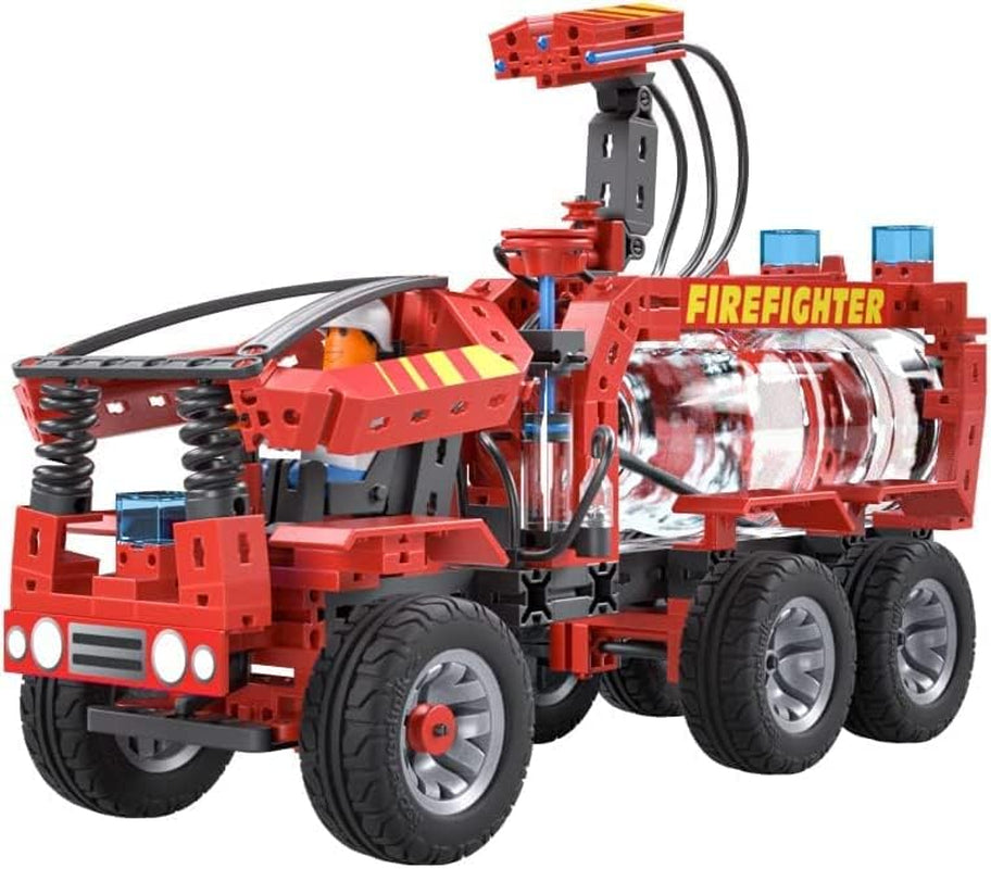 fischertechnik 564069 Advanced Firefighter – Bausatz für Kinder ab 7 Jahre, Experimentierbaukasten mit Feuerwehrauto & Spritzfunktion, fördert technisches Verständnis, Schwarz, Mittel