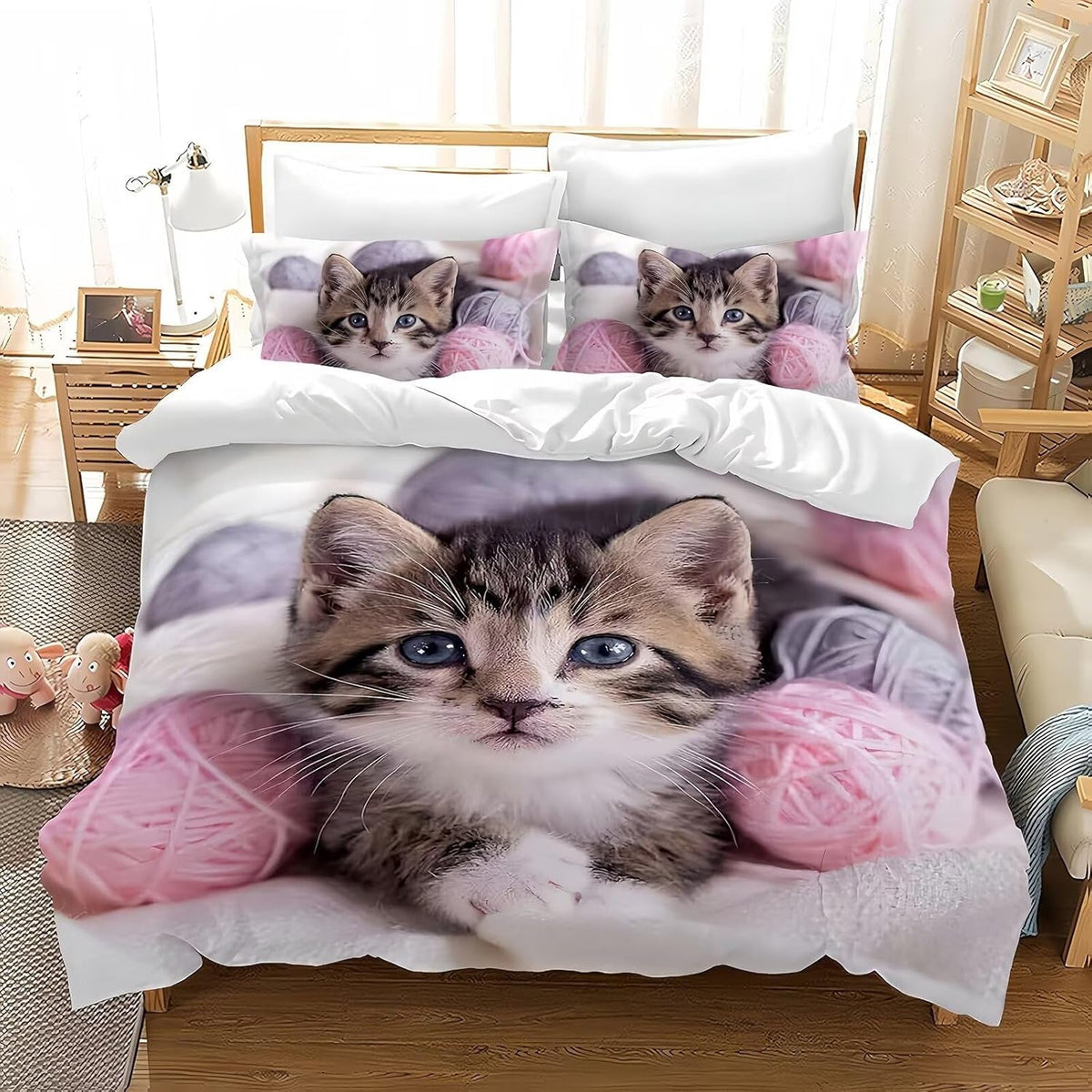 Set lenjerie copii si adolescenti, diverse modele Lenjerie de pat - copii Naty Shop Multicolor7 Single（135×200Cm）