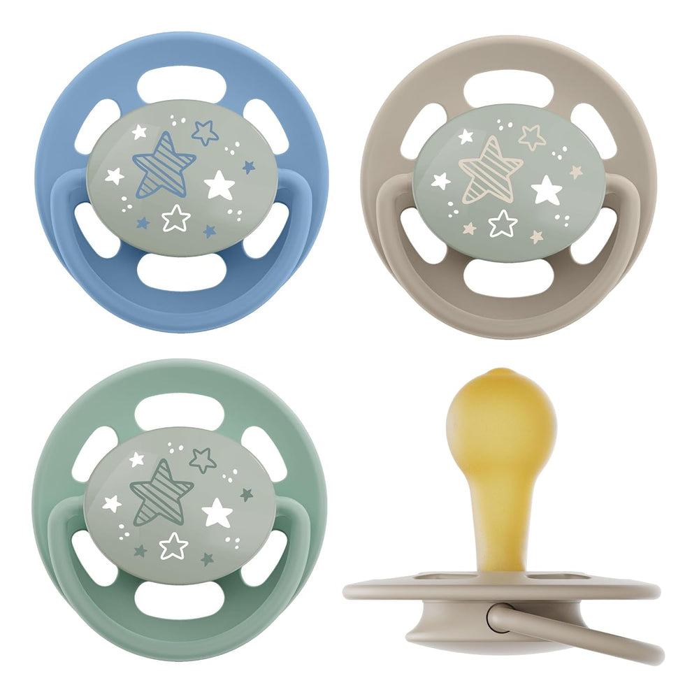 nip - Verde Cireș | 0-6 luni | Pachet de 4 | Suzetă pentru bebeluși, potrivită pentru alăptare și pentru dinți. Suzetă sustenabilă, fabricată din materii prime naturale, verde deschis/maro