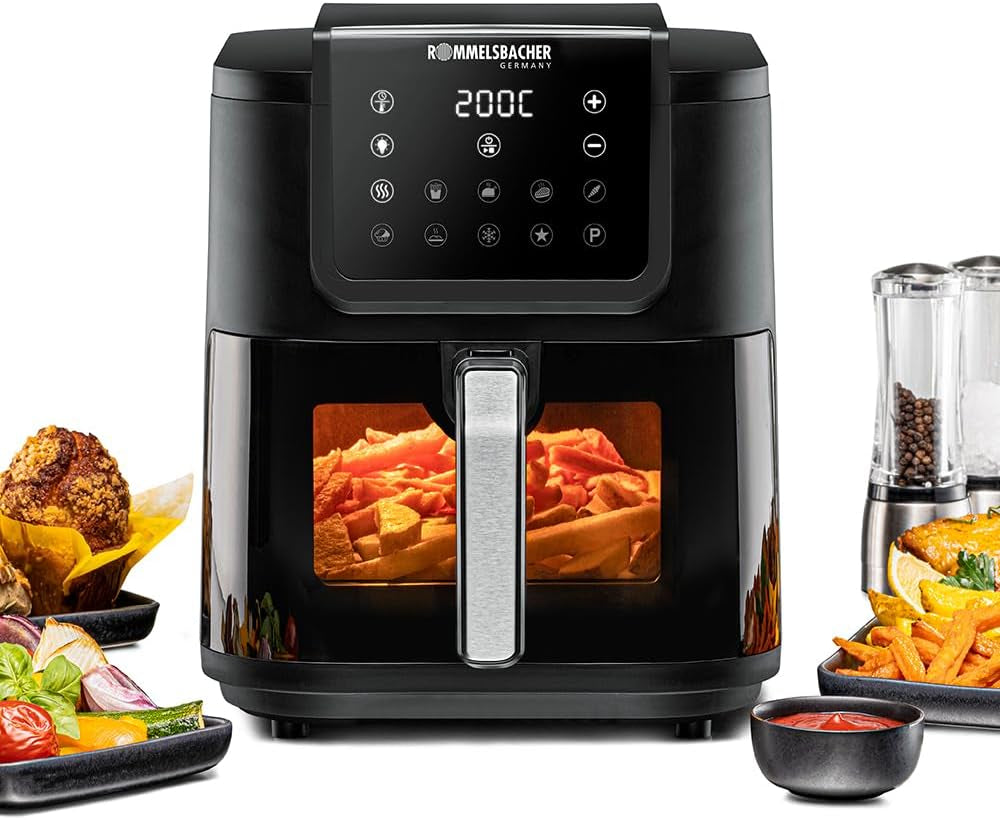 ROMMELSBACHER Heißluftfritteuse mit Fenster FRH 1700, 10 Programme, geräuschlos Geräte Naty Shop 8 Liter