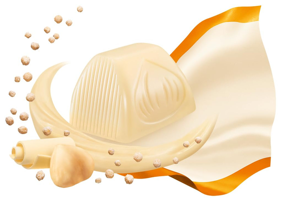 Ferrero Küsschen White Crispy – Valentinstagsgeschenk für Sie und Ihn – Knusprig geröstete Haselnüsse in heller Creme mit knusprigen Chips, umhüllt von weißer Schokolade, 1 Packung mit 20 einzelnen Pralinen