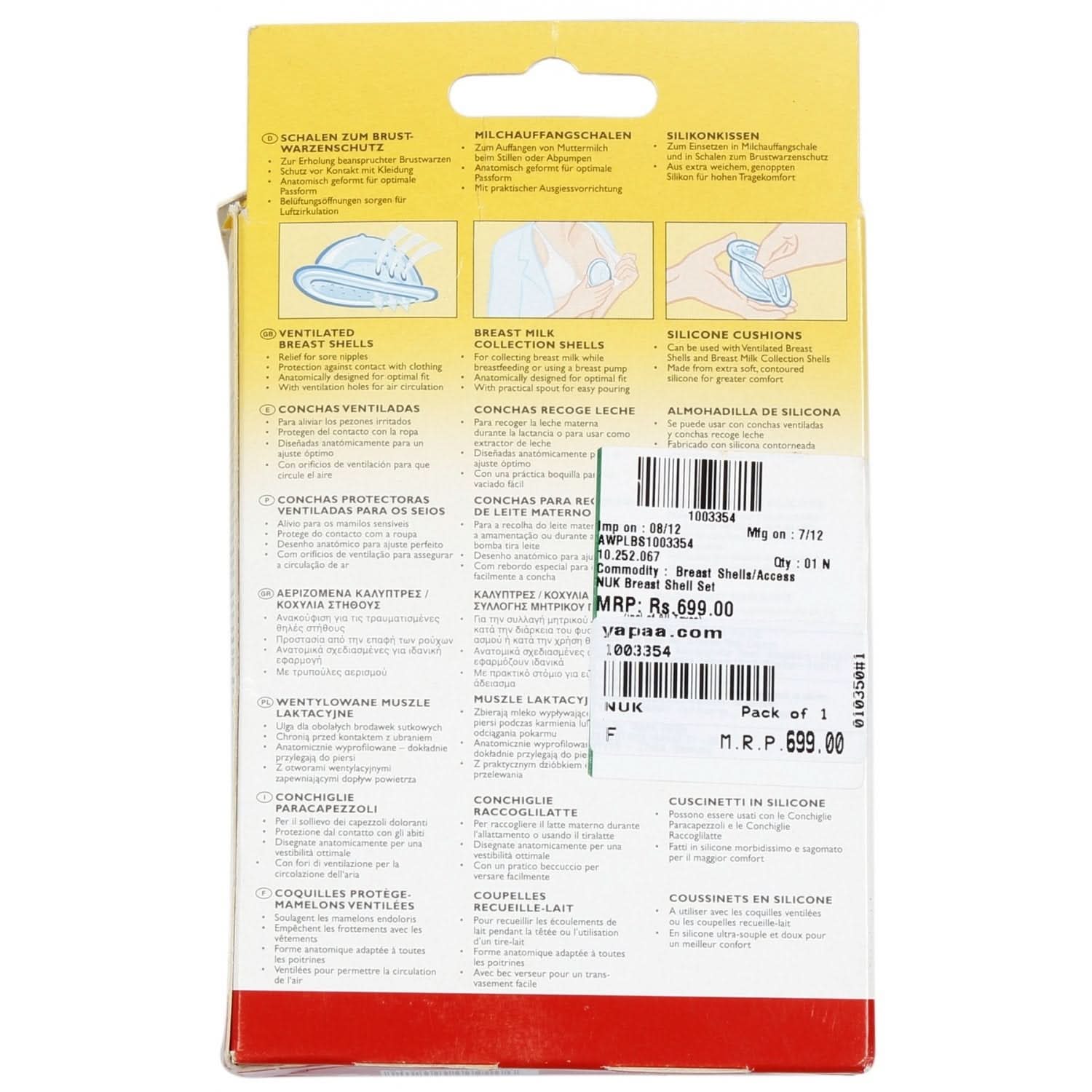 NUK Brustchalen-Set, 6-teiliges Komplett-Set Zubehör Essen und Stillen Bebe Naty Shop