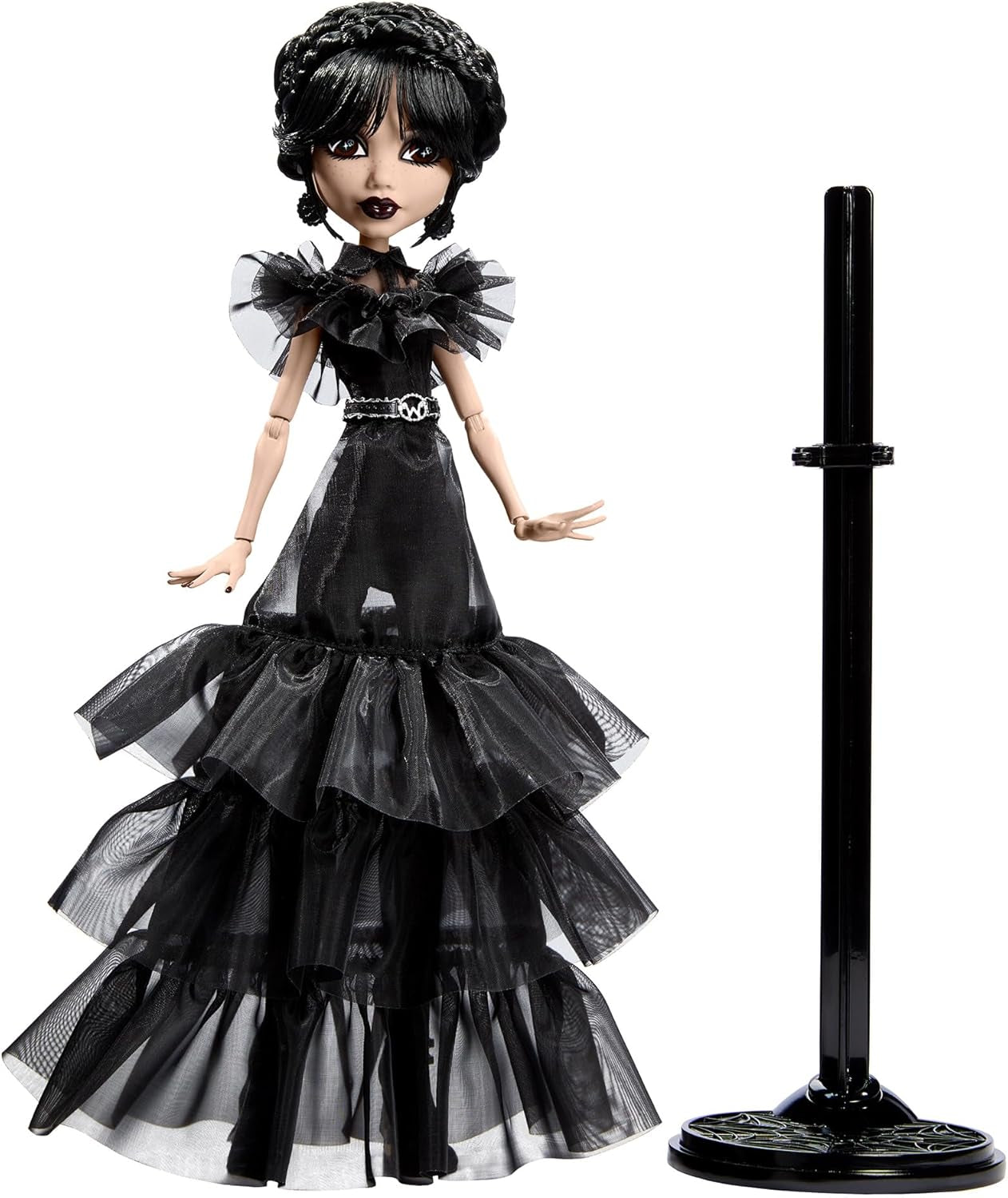 Monster High Wednesday-Puppe, Rave'N Wednesday-Sammelfigur im schwarzen, von der Goth-Tanzbühne inspirierten Kleid, Premium-Zubehör und Puppenständer, HXJ03 Naty Shop Dolls