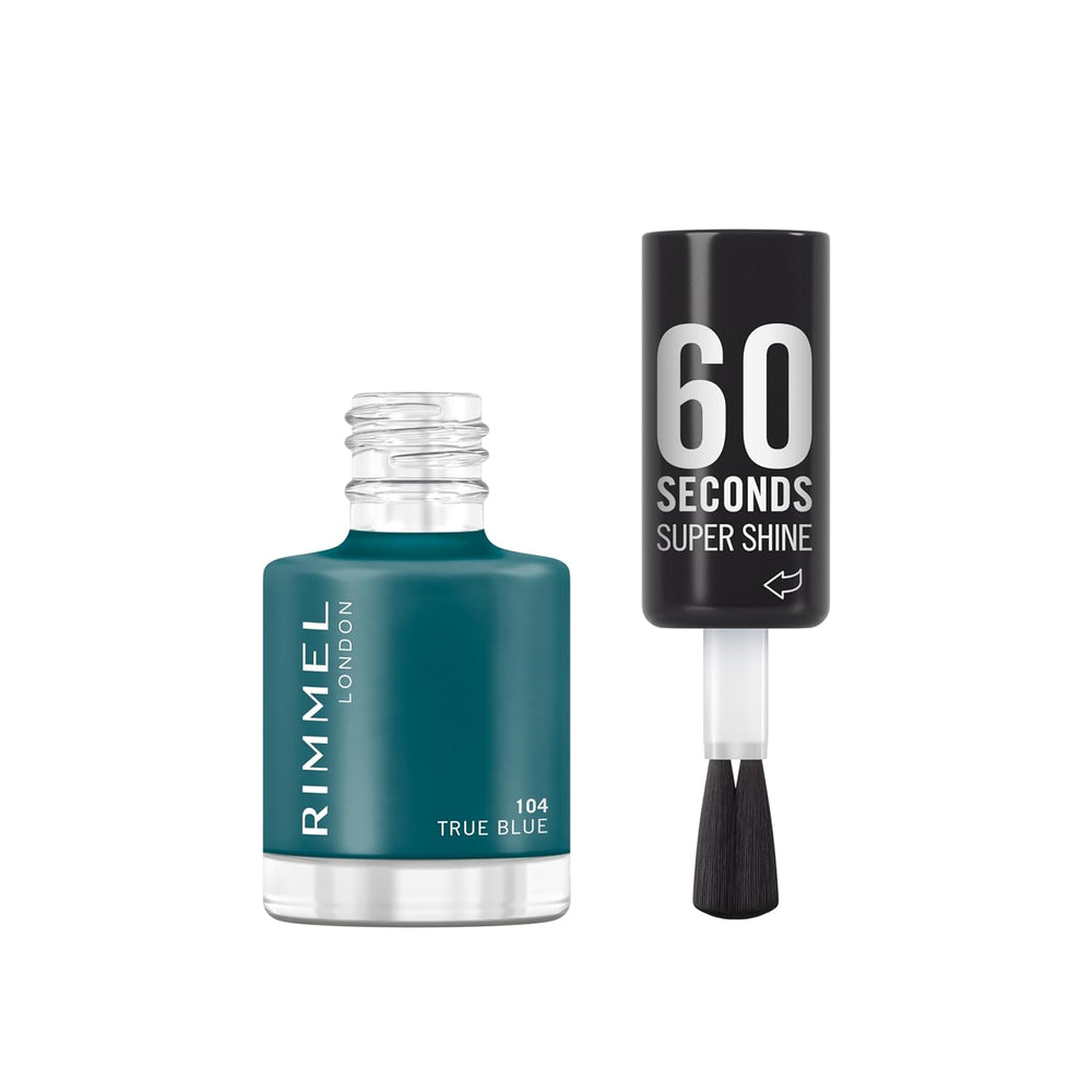 Rimmel 60 Seconds Super Shine Nagellack, schnell trocknend, lebendige Farbe, langlebig, 8 ml, 104 True Blue