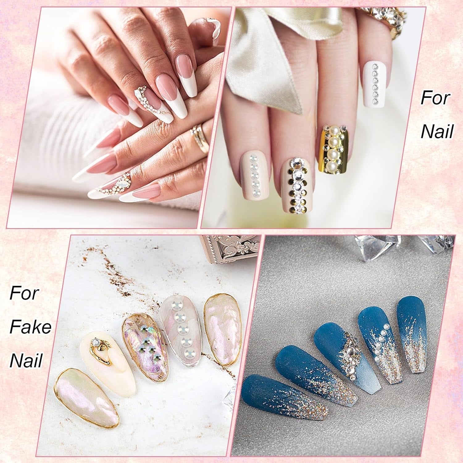 5820 Stück Strasssteine Nägel, Glitzersteine Nägel Und Halbrunde Perlen, AB Kristall Rhinestones, Flatback Nagel Steine Mit Pinzette Und Stift Für Nagel/Diy (Mehrere Größen Und Farben)