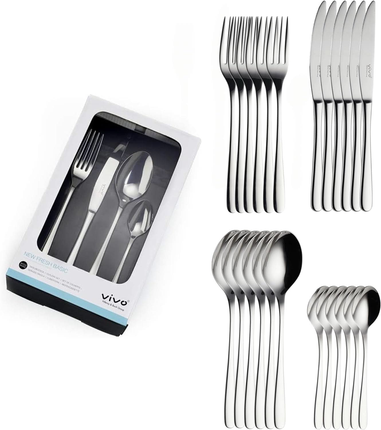 Vivo von Villeroy & Boch – New Fresh Basic Besteckset 24-teilig für 6 Personen Kitchen Naty Shop