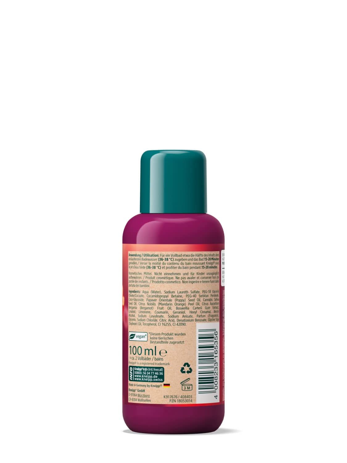 Kneipp Aroma, Badezusatz mit natürlichen Ölen aus rotem Mohn und Hanf, für ein weiches und geschmeidiges Hautgefühl, 100 ml Dusche und Bad Naty Shop