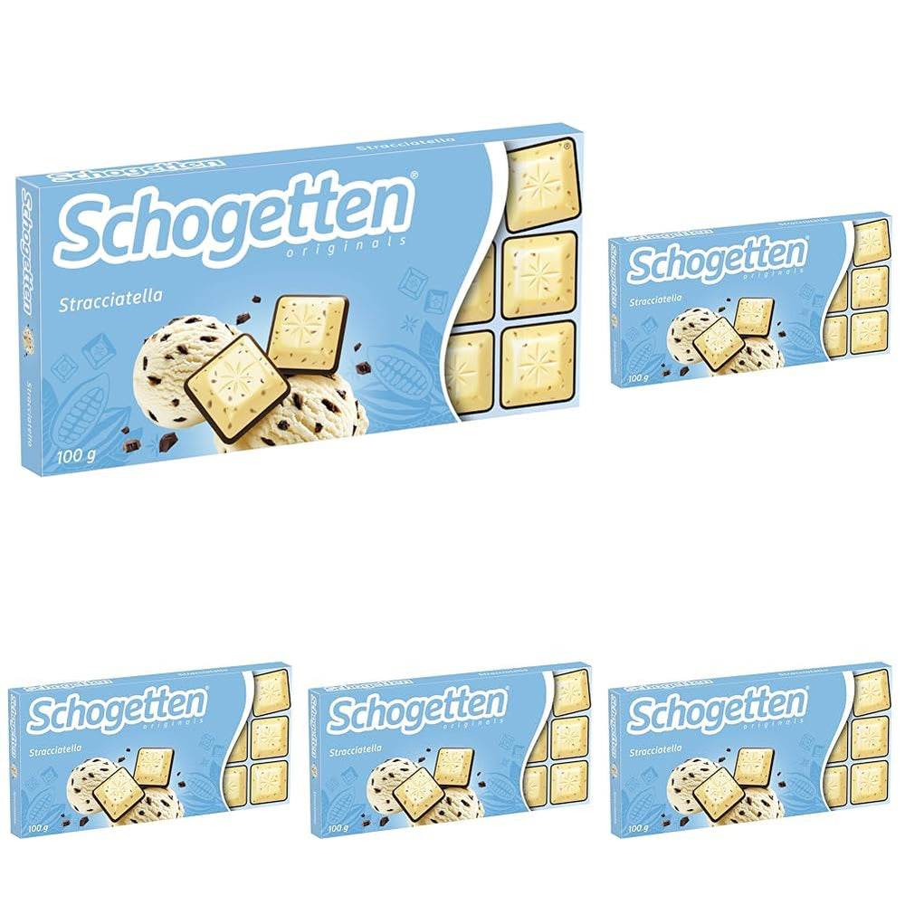 Schogetten Stracciatella Schokoriegel 100g, einzeln portioniert. Eine Freude. Stück für Stück.