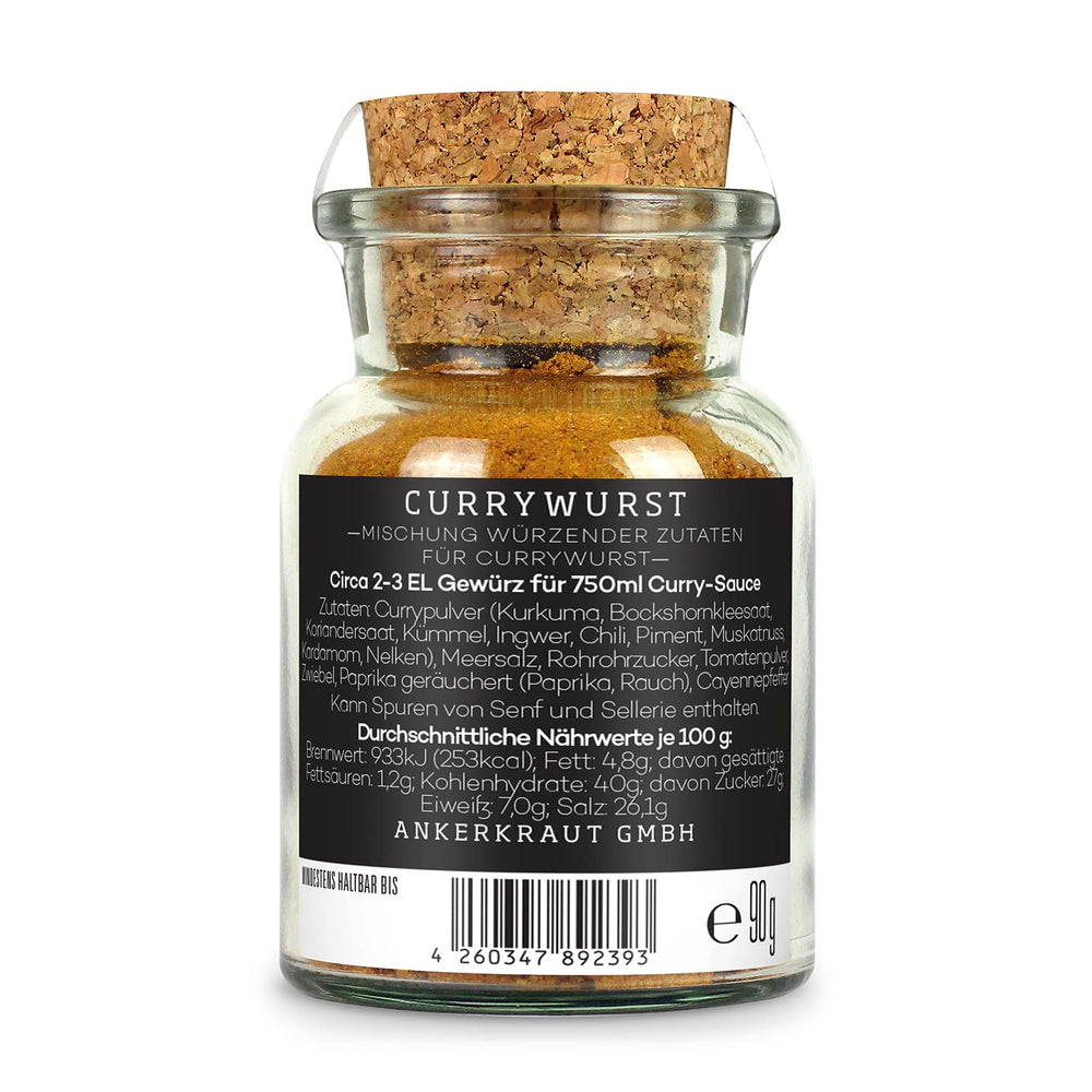 Ankerkraut Currywurst, 90g im Korkglas, Gewürzmischung zum Anmischen selbstgemachter Currywurst-Sauce oder als Topping
