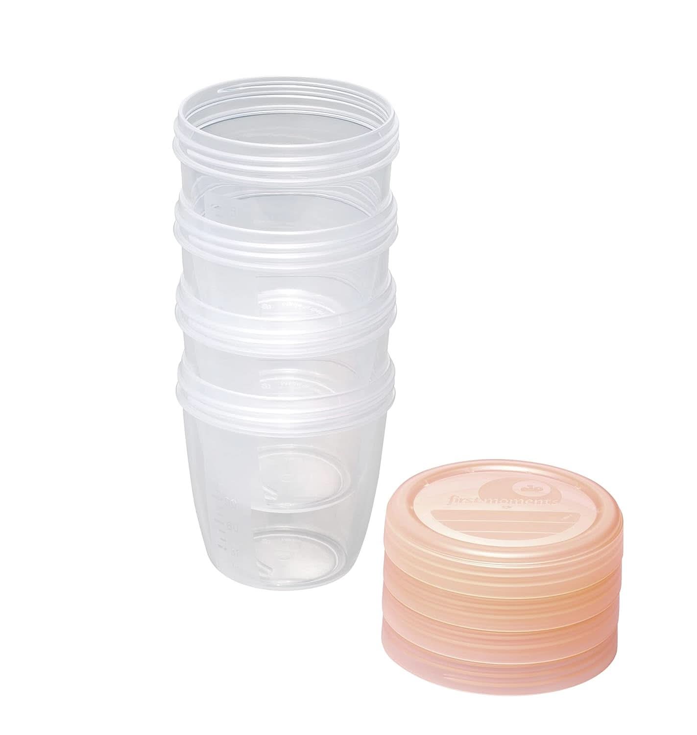 Muttermilchbehälter NIP First Moments 150 ml, 4 Stück: stapelbar und auslaufsicher Zubehör Essen und Stillen Bebe Naty Shop
