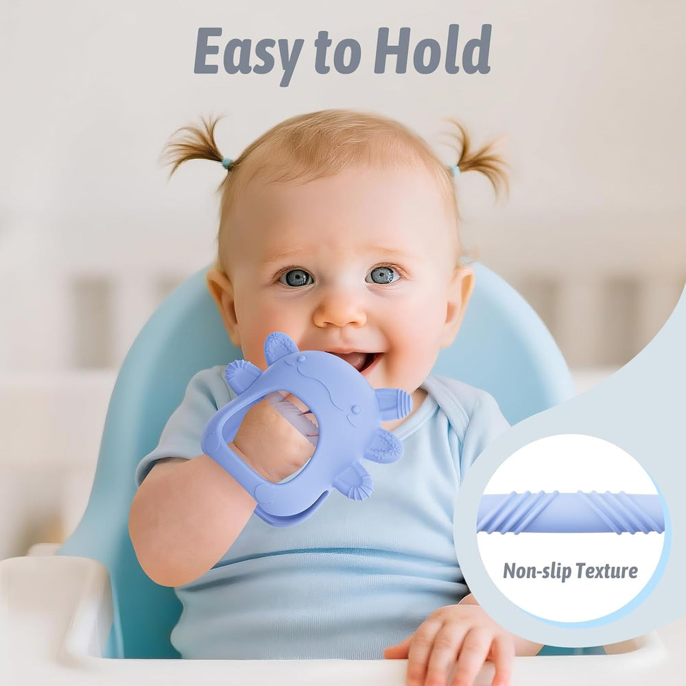Inel de dentiție pentru bebeluși akolik, jucărie și ajutor pentru dentiție pentru 0, 3, 6 și 9 luni, inel de dentiție fără BPA pentru bebeluși, mănuși de dentiție, cadouri sigure pentru alimente pentru nou-născuți