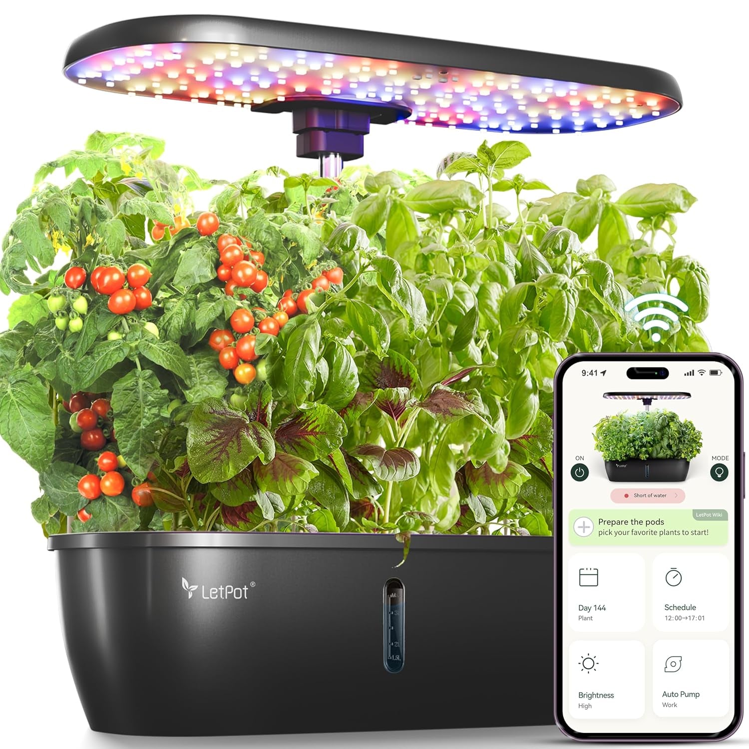 LPH-Max Hydroponic Grow System Kit, 21 Kapseln, App und WLAN, automatisch gesteuert, Smart Indoor Garden mit 36 ​​W LED-Licht, automatisches Tropfbewässerungsset, selbstverwaltete Pflege
