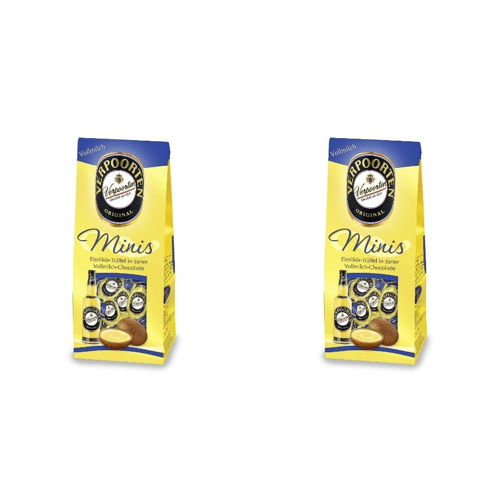 RCP Verpoorten Minis, Eierlikör-Trüffel, Alpenmilchschokolade, flüssige Füllung, enthält Alkohol, tolles Geschenk, 110 g (2er-Pack)