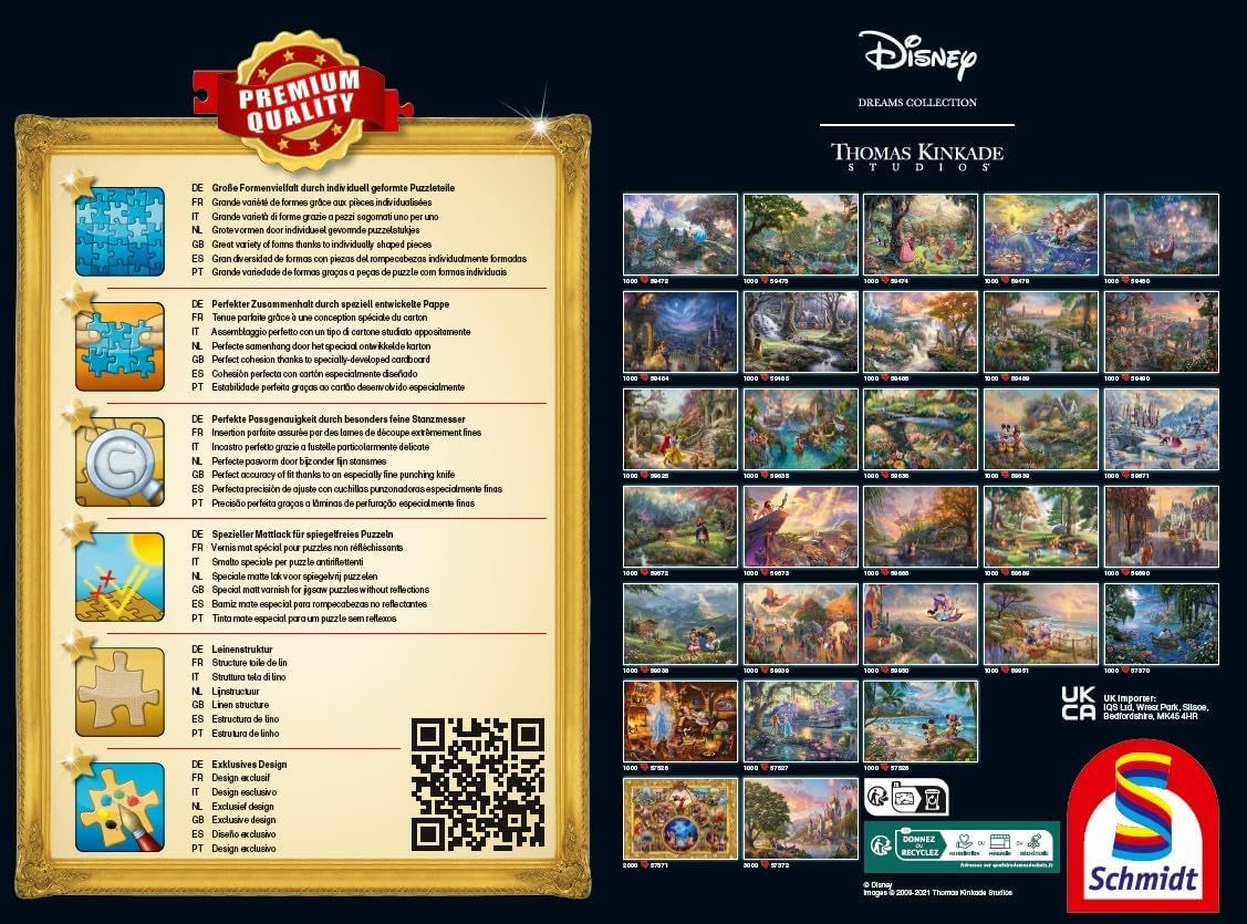 Schmidt Spiele 58043 Thomas Kinkade, Disney, Aschenputtel tanzt im Sternenlicht, Puzzle 1000 Teile, buntes Puzzle Naty Shop