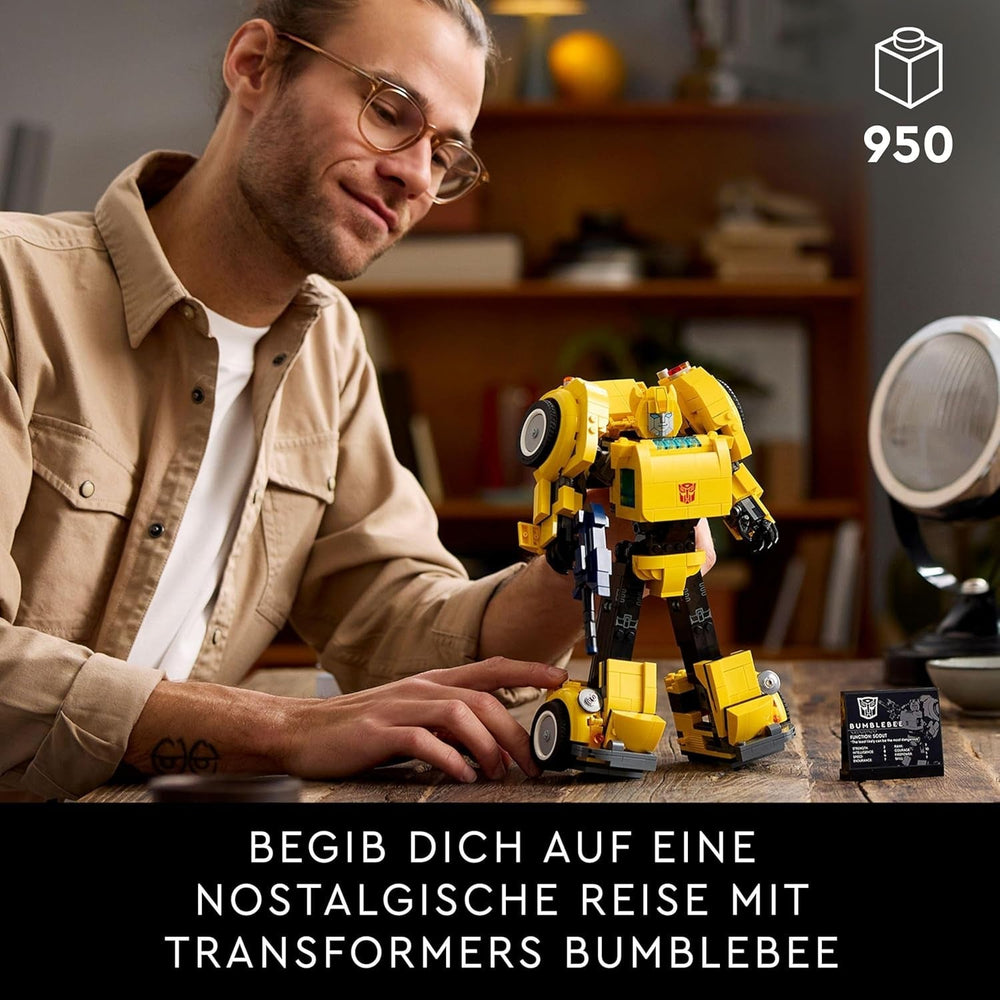 LEGO Icons Transformers Bumblebee, Roboter-Actionfigur zum Sammeln für Erwachsene, Filmbauset für Science-Fiction-Fans, kann in ein Auto verwandelt werden, Abenteuerspielzeug 10338 Bausätze Besuchen Sie den LEGO-Store