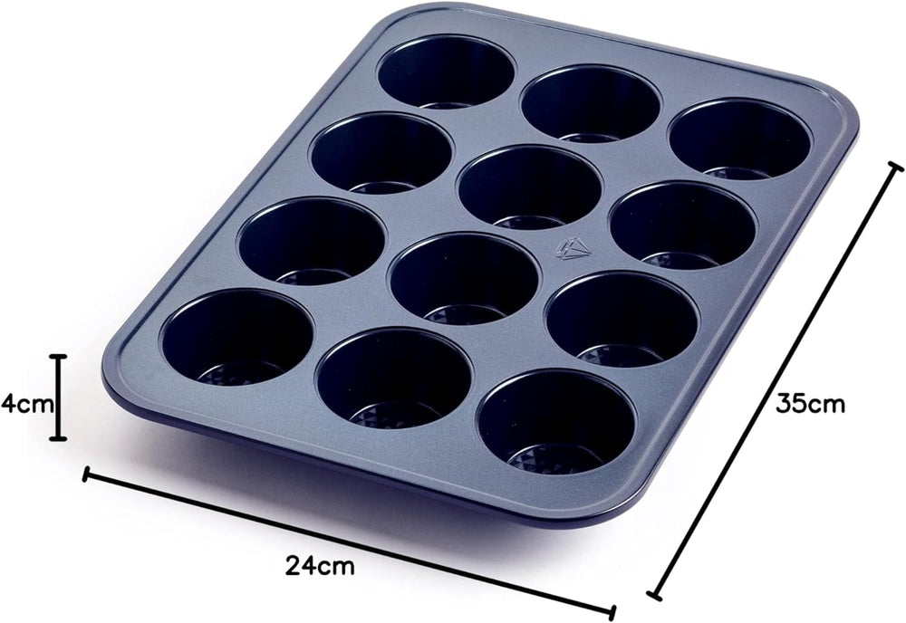 Blue Diamond Bakeware 12Er Muffinform Mit Antihaftbeschichtung, Blau Formen und Backbleche Naty Shop