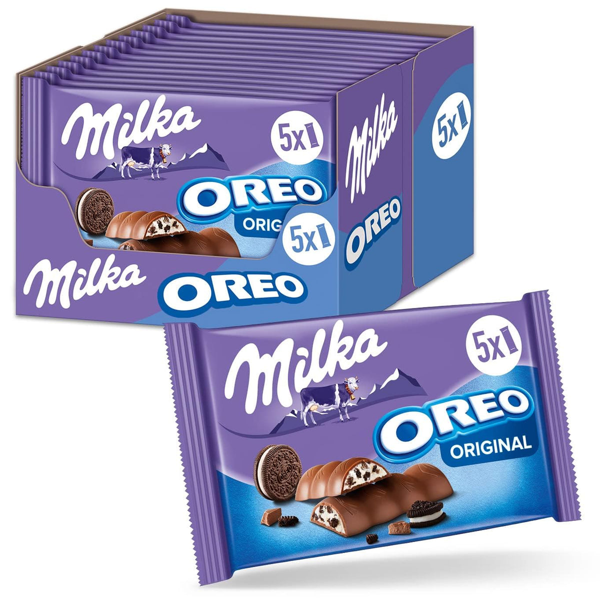 Milka & OREO Riegel – Alpenmilchschokolade mit knusprigen OREO-Keksstückchen in Milchcreme – 13 x 185g