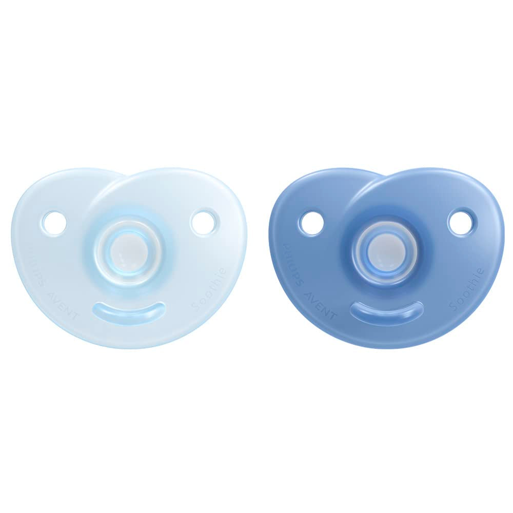 Philips AVENT Soothie – suzetă fără BPA pentru bebeluși cu vârsta cuprinsă între 0 și 6 luni, albastră/albastru deschis (model SCF099/21)