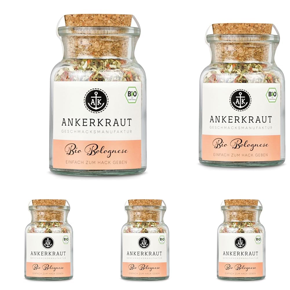 Ankerkraut Bio Bolognese Gewürze, Spaghetti und Pasta kochen, Lasagne selber machen, 90g im Korkenglas