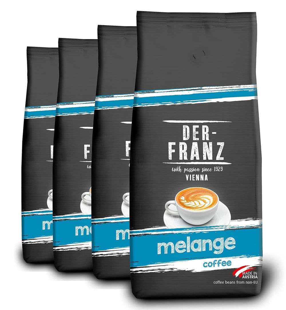 Der-Franz Espresso Coffee, Intensitate 5/5, Arabica și Robusta, boabe întregi, 4 X 1000 G Cafea Naty Shop 4 x 1 Kg Amestec