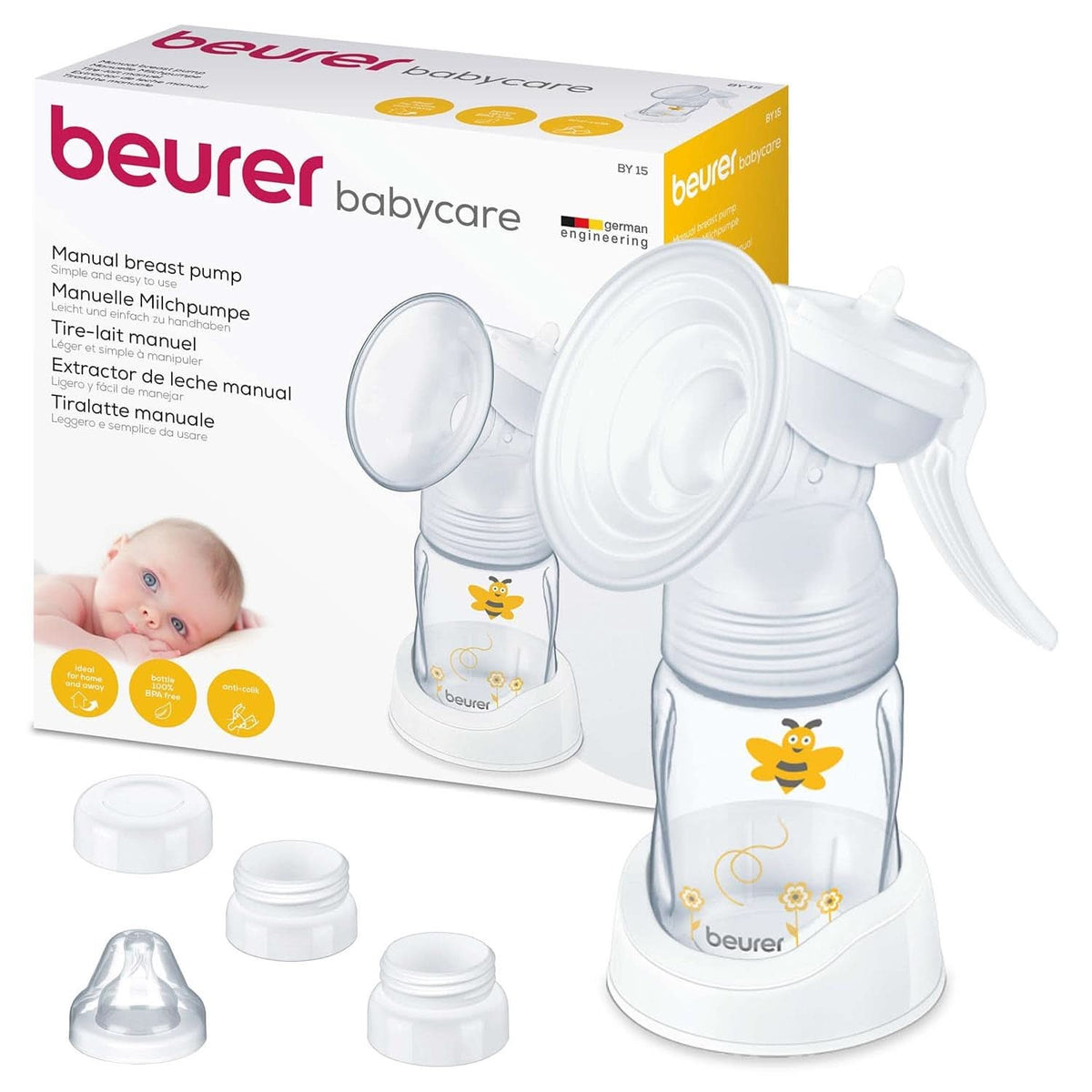 Beurer Babycare, Handmilchpumpe, inklusive Flasche mit Anti-Kolik-System, Zubehör Essen und Stillen Bebe Naty Shop