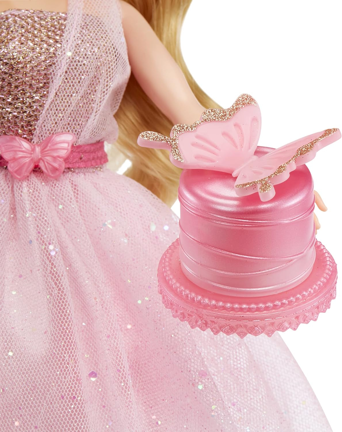 MGA's Dream Ella Let's Celebrate Puppe - ARIA - 29 cm große Blonde Party Modepuppe - Rosa & Gold Glitter Konfettischmetterlinge - 5 Accessoires - Für Sammler & Kinder ab 4 Jahren
