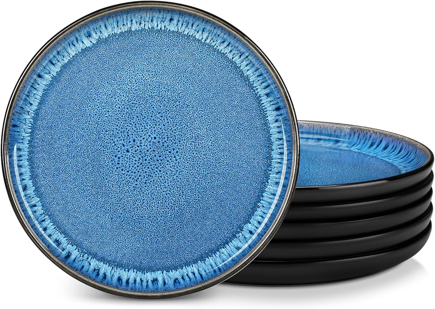 Set de veselă pentru 6 persoane, set de veselă din gresie Vancasso PLAYA, 24 de piese pentru 6 persoane, albastru, inclusiv farfurii, farfurii de sumă, boluri și farfurii de salată, potrivit pentru mașina de spălat vase și cuptorul cu microunde