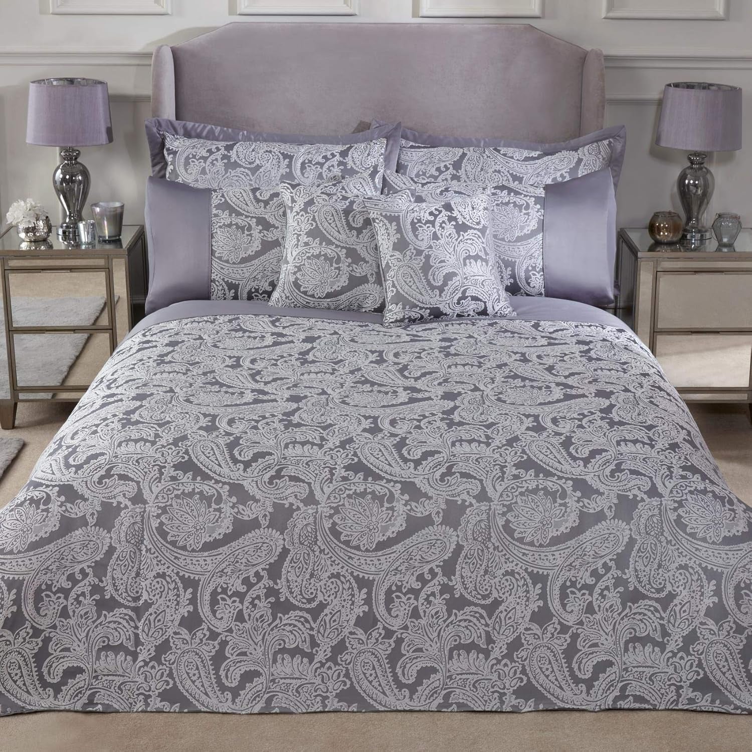 Herzogin-Bettdecke für Kingsize-Bett, 100 % Polyester, cremefarbene Betten und Bettdecken Emma Barclay Silber Super King