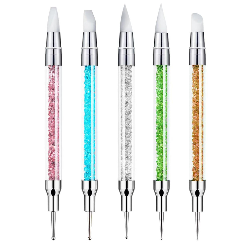 ZEOHBETY Nagelkunst-Skulpturstift, 5 Stück Doppelspitzen-Silikon-Nagelwerkzeuge Für Harz, Silikonpinsel, Acrylstift, Nagelkunst-Pinsel, Nagelfolienschnitzen, Zeichnen, Effekt, Formen, Zeichnen