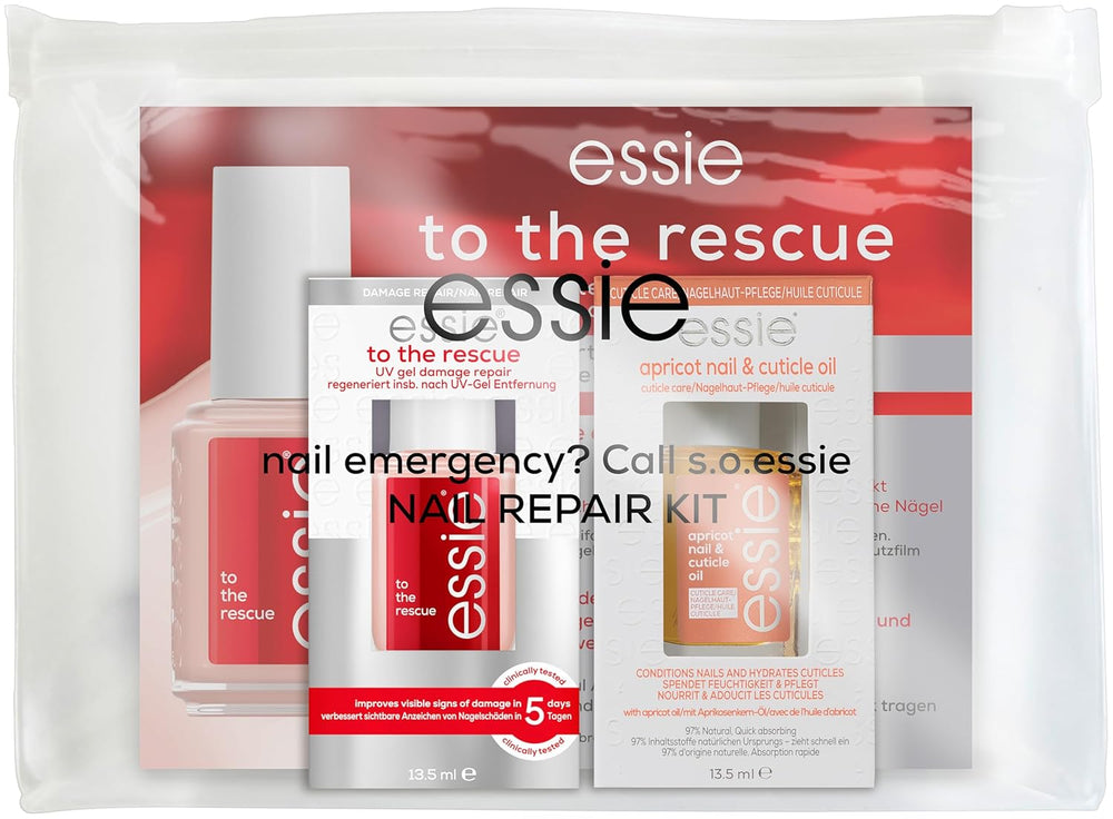 Essie Nail Rescue Kit: Nagel- und Nagelhautöl mit Aprikosenduft + To the Rescue Repair Nagellack