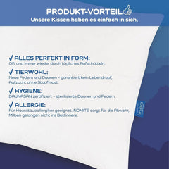 LINEA by Böhmerwald - Cosy - Pernă de înaltă calitate Balance, 80X80, 70% pene clasa 1, 30% puf nou, potrivit pentru alergici, lavabil până la 60°C, produs în Germania Perne standard Naty Shop