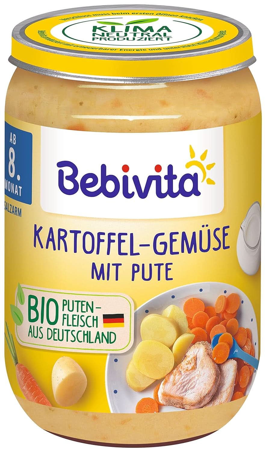 Menüs ab 8 Monaten Spaghetti Bolognese, 6er Pack (6 x 220 Gramm), mittel Mutter und Kind Naty Shop 220 Gramm Kartoffeln und Gemüse mit Truthahn