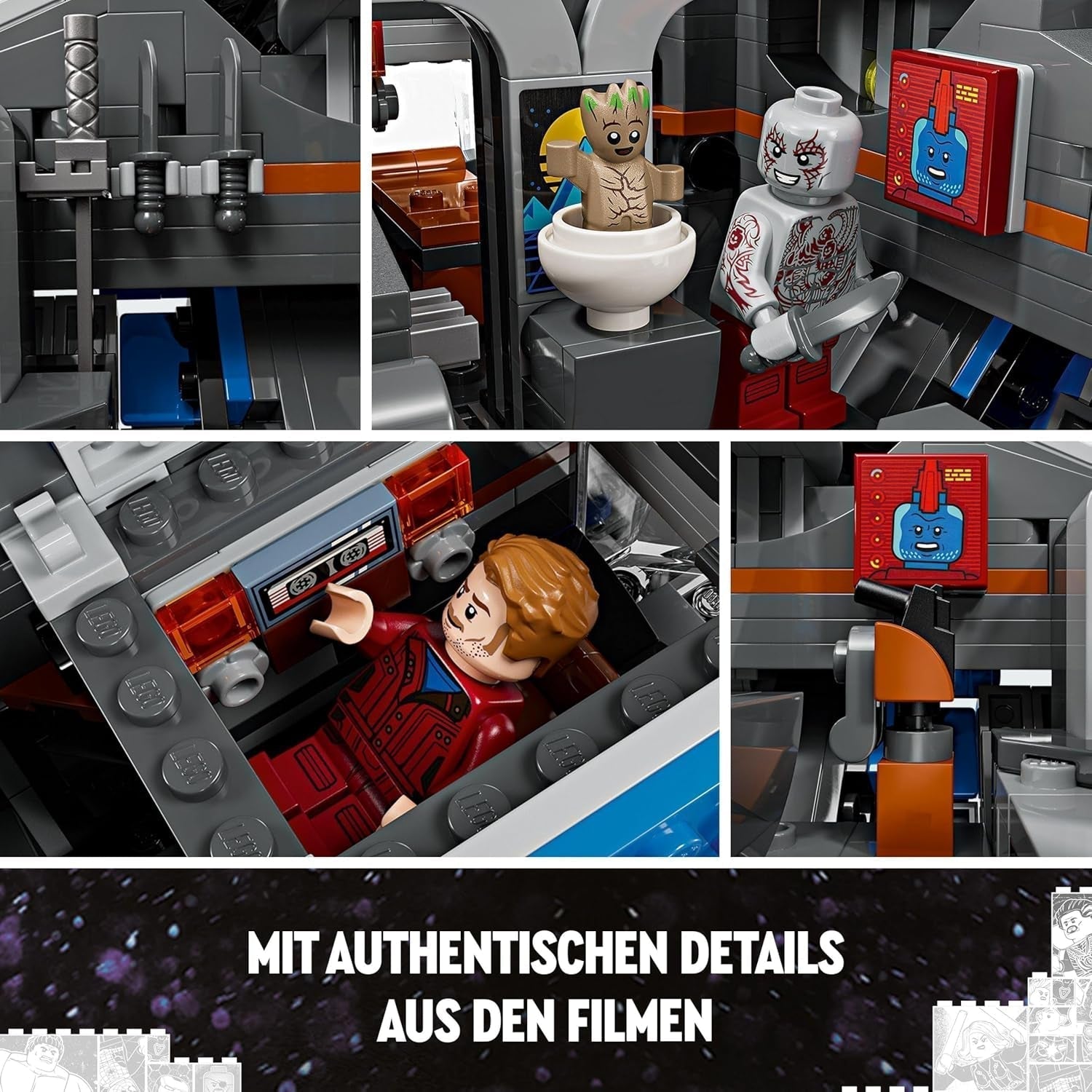 LEGO Marvel Guardians of the Galaxy: Das Milano Building Raumschiffmodell mit 4 Superhelden-Minifiguren Avengers Flyer für Weltraumabenteuer Geschenk für Jungen und Mädchen 76286 Bausets Beuche the LEGO-Store