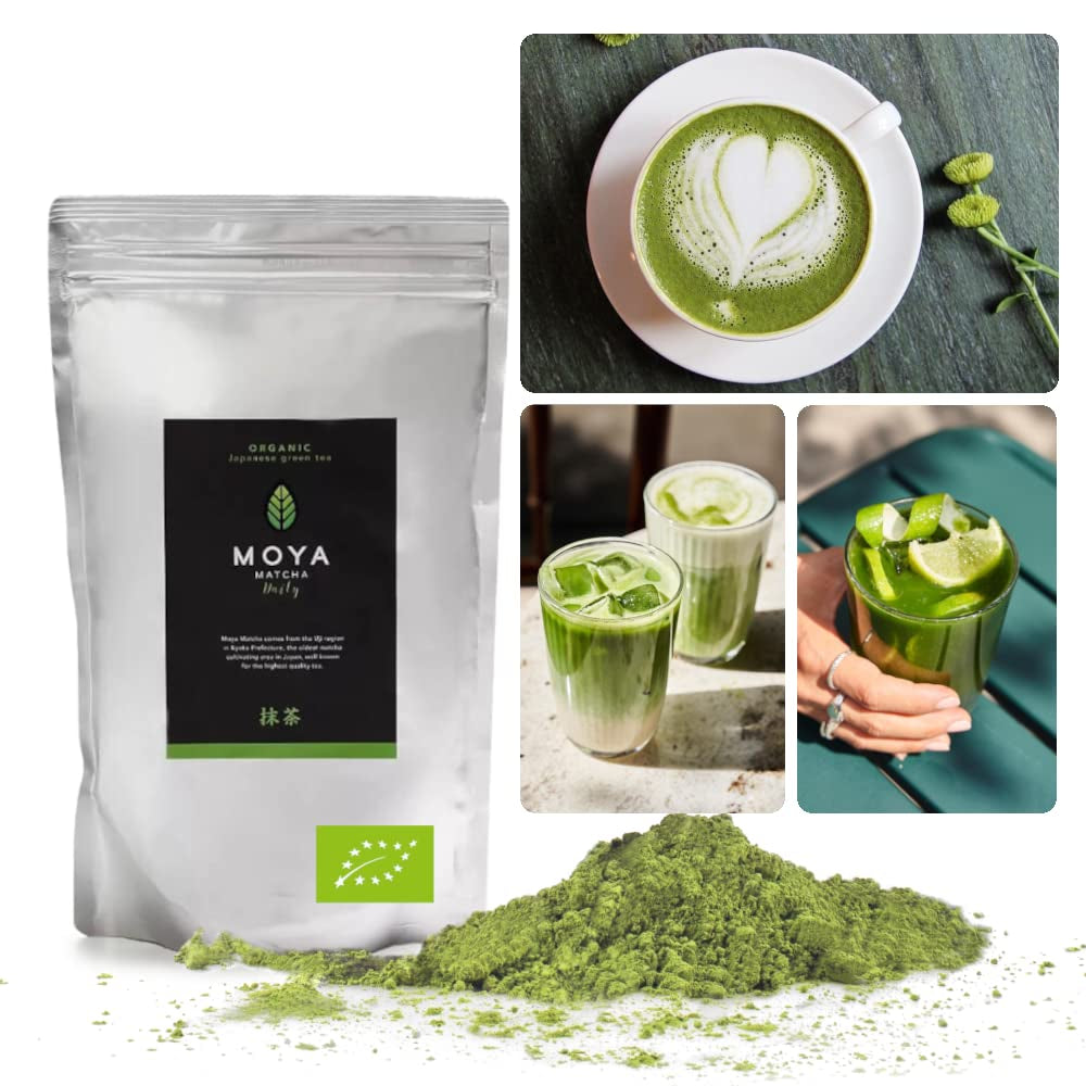 Moya Matcha Bio Ceai verde zilnic pudră | 250 g calitate zilnică (III) | Perfect pentru a fi consumat cu latte, smoothie-uri și limonade...