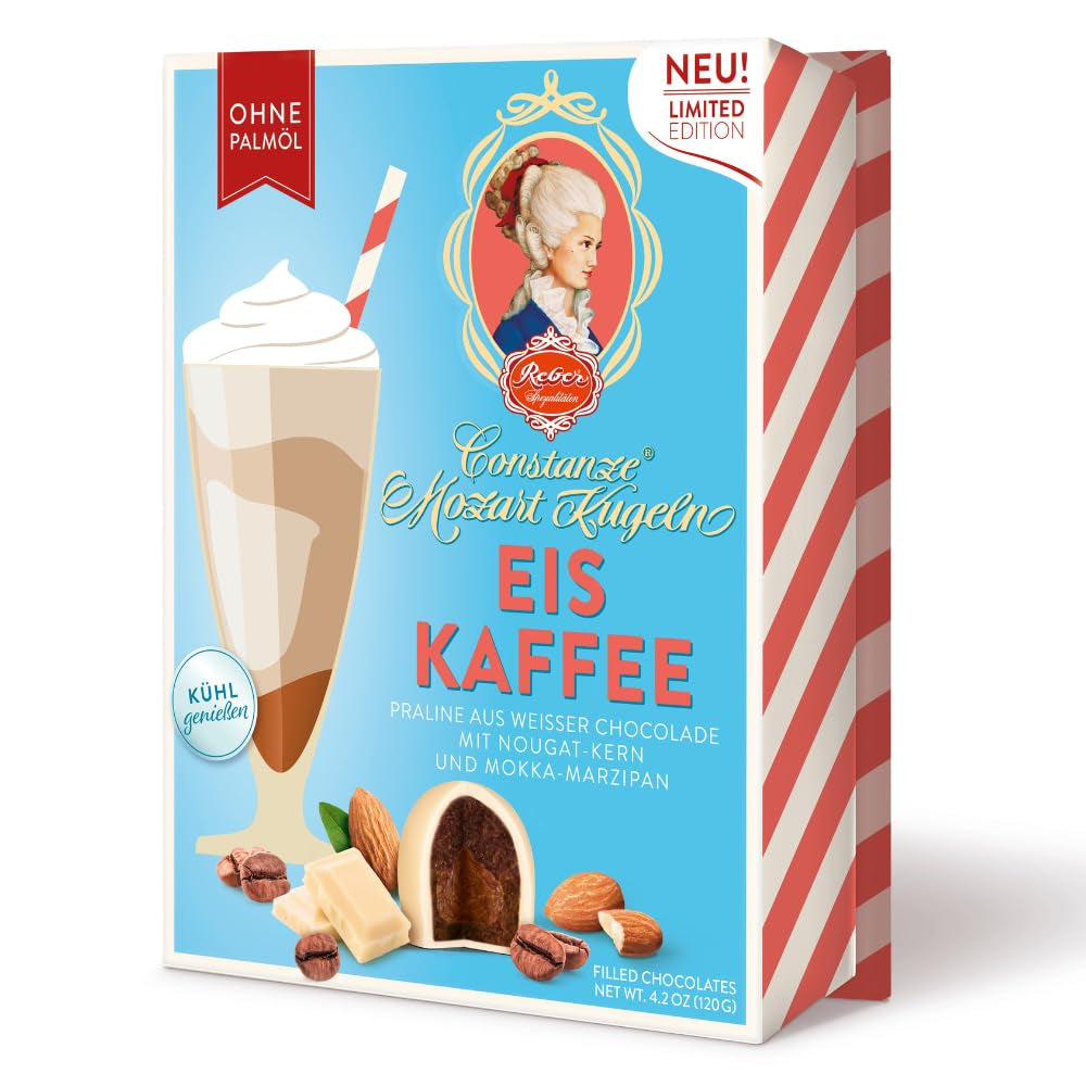 Reber Mozartkugeln mit Zartbitterschokolade, 6er Pack mit Marzipan und Nougat, vegan – 1 x 120 g