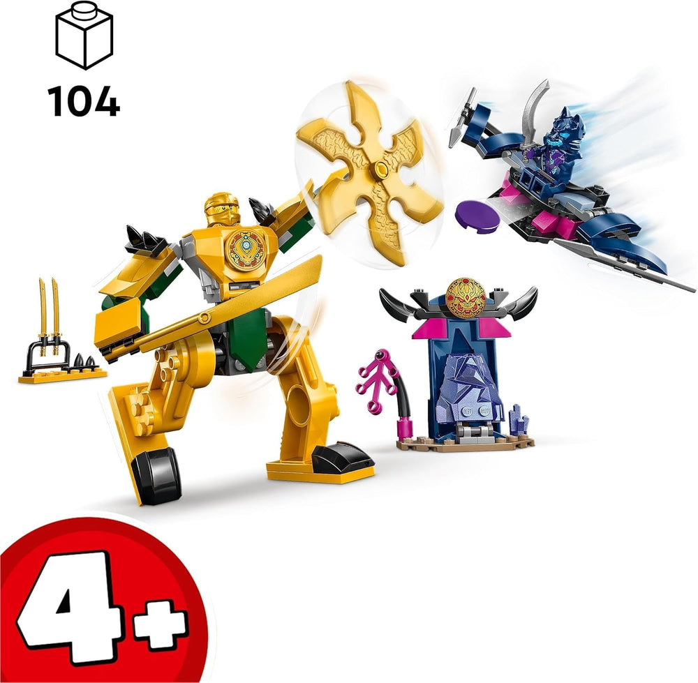 LEGO NINJAGO Arins Kampf-Mech, Ninja-Spielzeug für Kinder ab 4 Jahren. Mit Figuren. Inkl. Arin mit Mini-Katana, Actionfiguren und Mechs, kleines Geschenk für Jungen und Mädchen 71804 Bausets Besuchen Sie den LEGO-Store