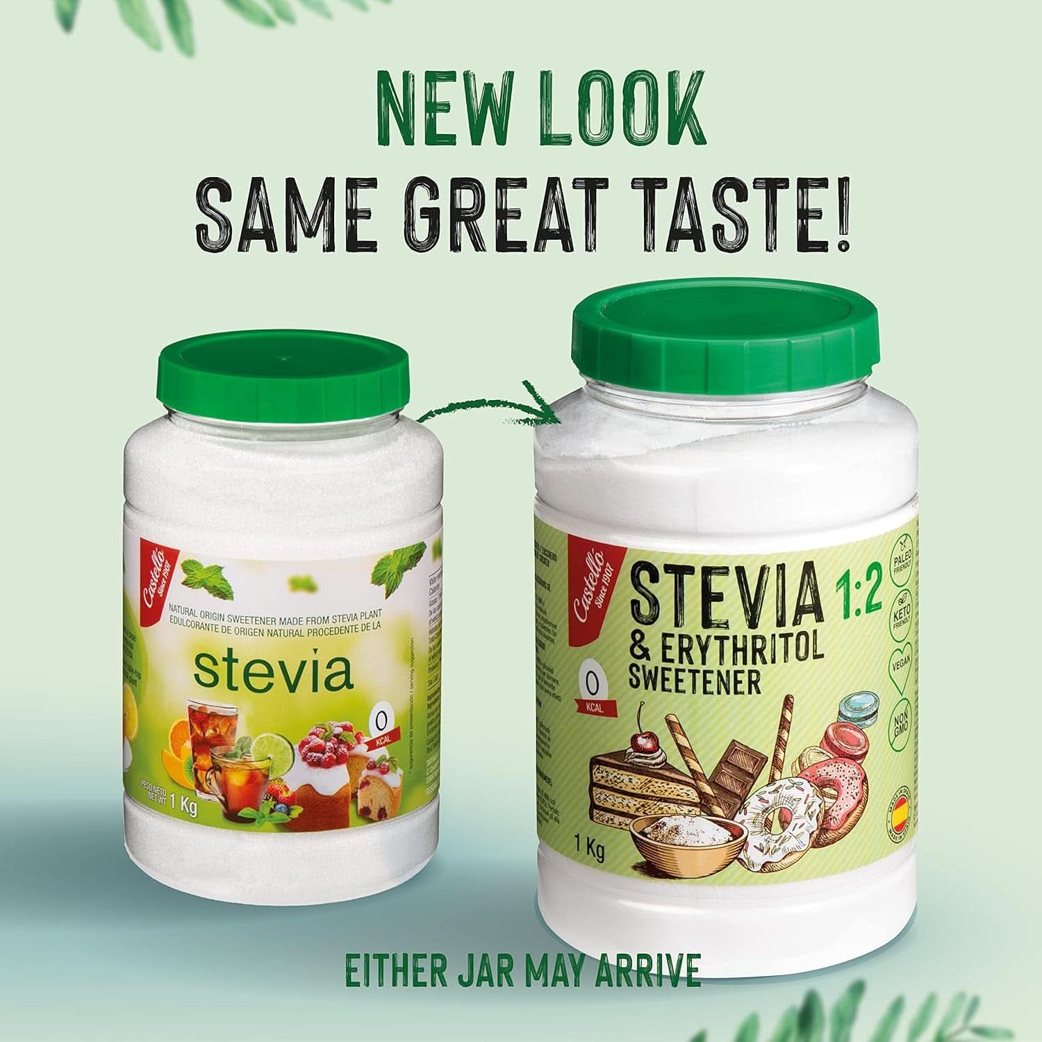 Stevia + Eritritol 1:2 Îndulcitor, 1G = 2G Zahăr, 1 Kg Indulcitori Naty Shop